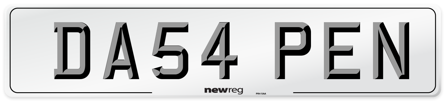DA54 PEN Number Plate from New Reg